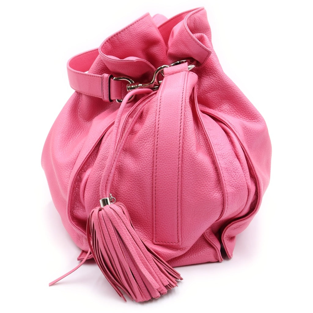 LOEWE(ロエベ) フラメンコ フリンジ ショルダーバック ハンドバッグ ピンク レザー レディース
