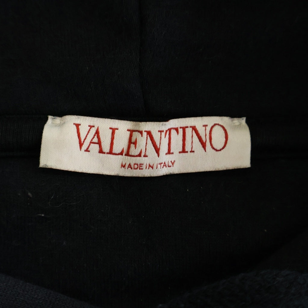 VALENTINO(ヴァレンティノ) ロゴパッチ ドローストリング フーディー パーカー ブラック XV3MF21M862