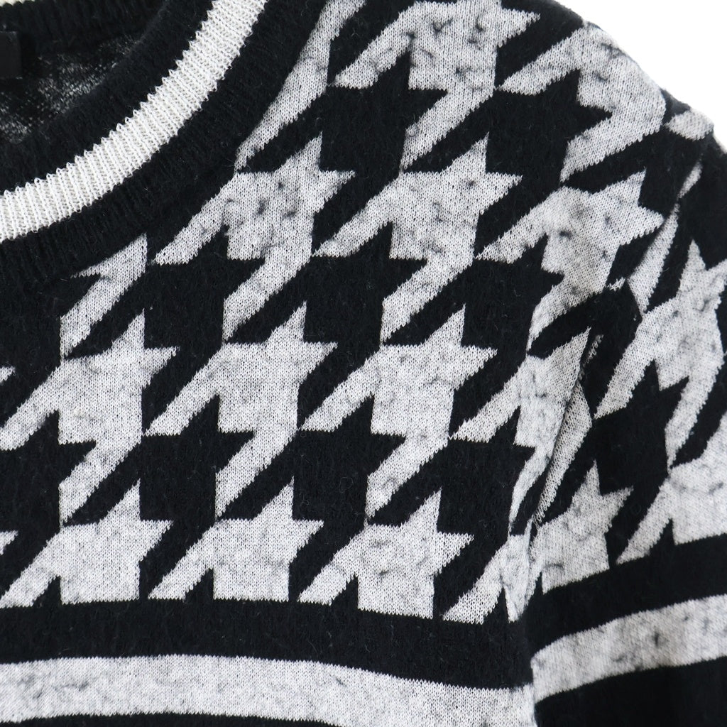 BALMAIN(バルマン) 千鳥格子柄ロゴニット ブラック×ホワイト ウール×リネン KD000KC08