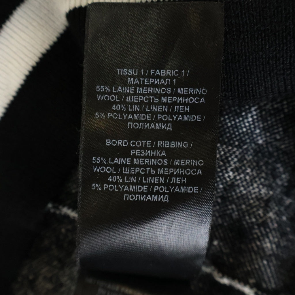 BALMAIN(バルマン) 千鳥格子柄ロゴニット ブラック×ホワイト ウール×リネン KD000KC08