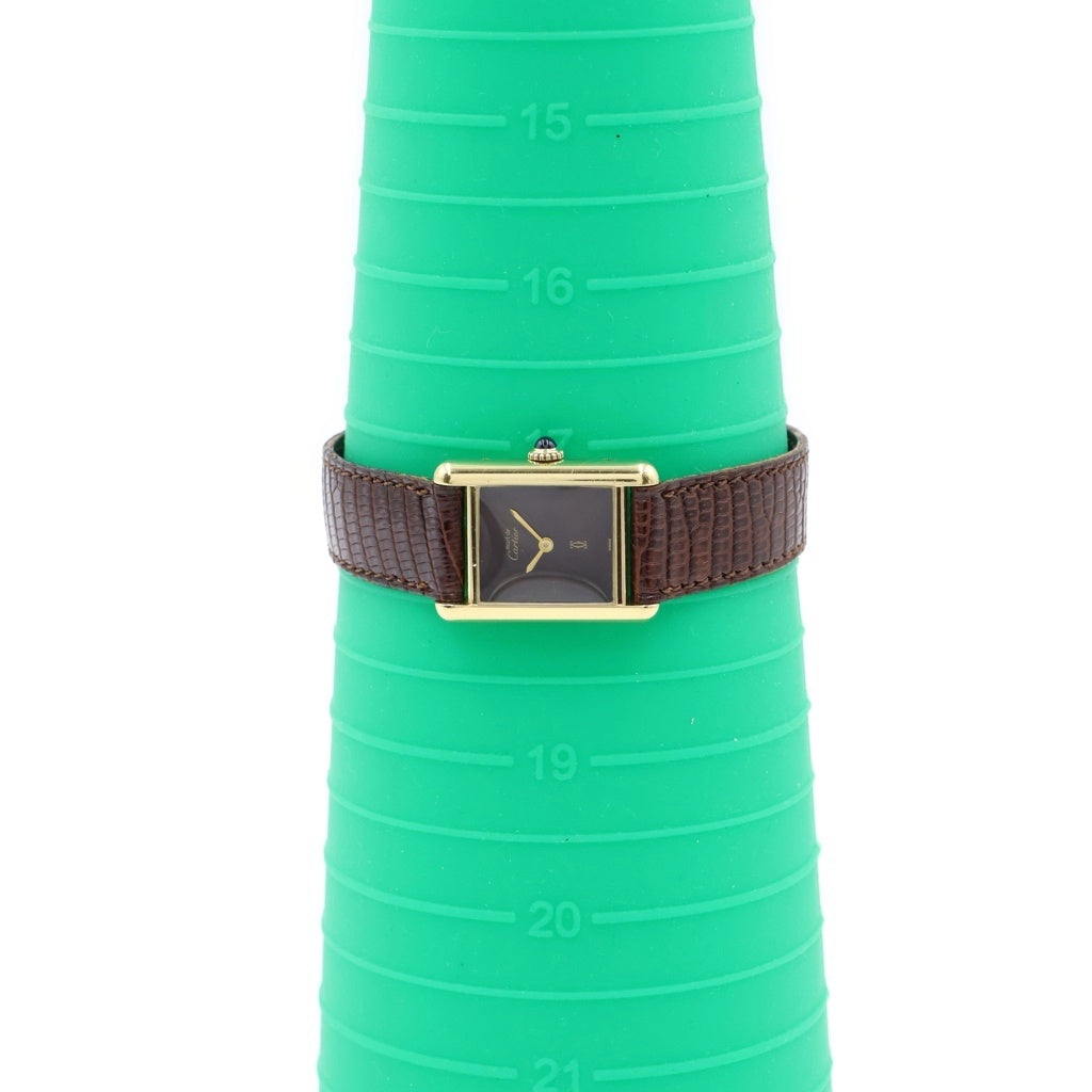 Cartier(カルティエ) マストタンクSM ヴェルメイユ ボルドー文字盤 レザーベルト SV925×GP 手巻き ヴィンテージ 腕時計 レディース