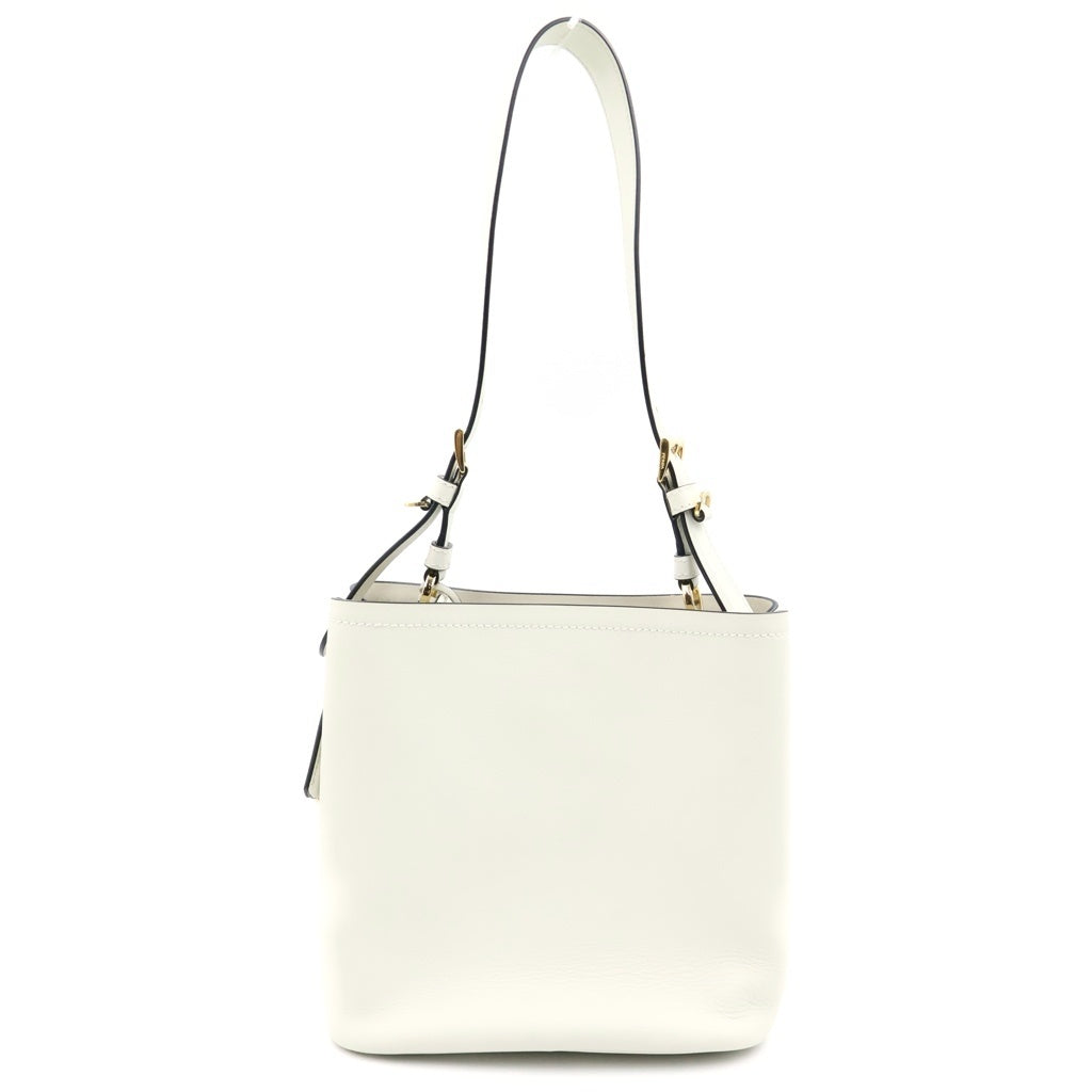 PRADA(プラダ) ミディアム レザーバッグ ショルダーバッグ ホワイト レザー 1BE080 ゴールド金具 レディース