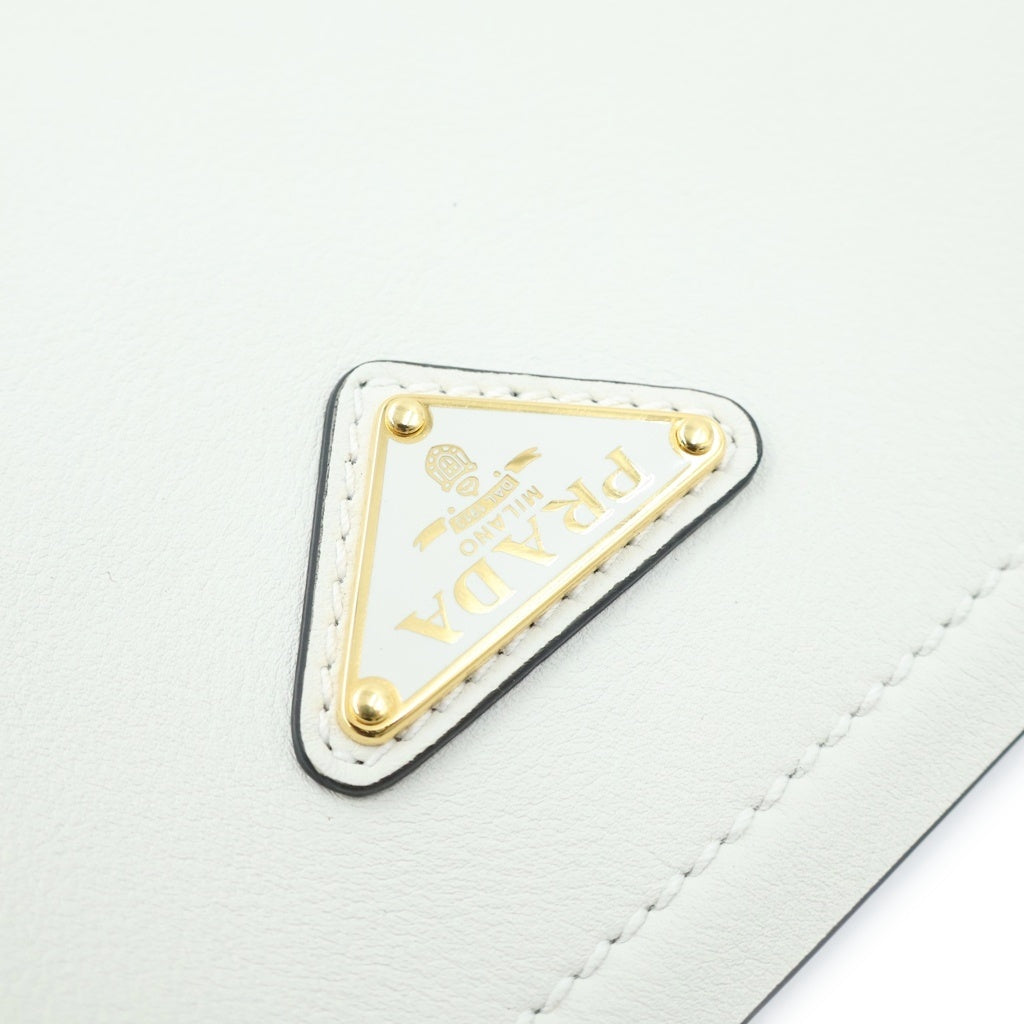 PRADA(プラダ) ミディアム レザーバッグ ショルダーバッグ ホワイト レザー 1BE080 ゴールド金具 レディース