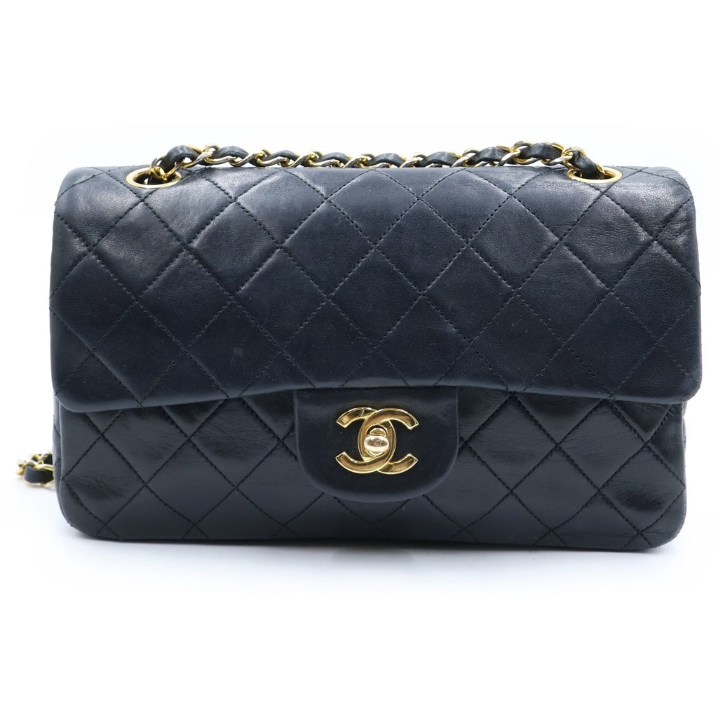 CHANEL(シャネル) マトラッセ23 ダブルフラップダブルチェーンショルダーバッグ ハンドバッグ ブラック ラムスキン ゴールド金具 A01113 レディース