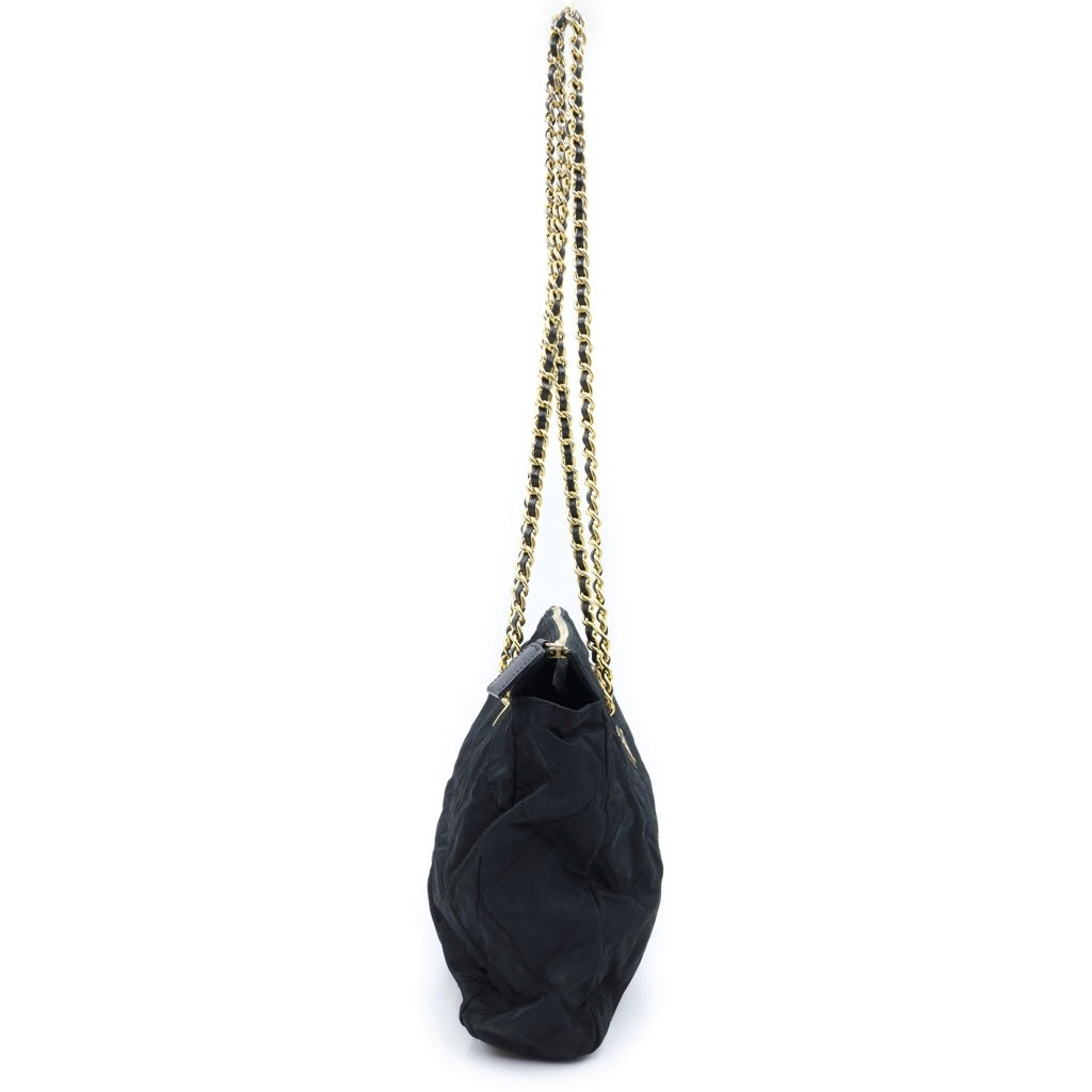 PRADA(プラダ) チェーントートバッグ ハンドバッグ ブラック ナイロン B1239Y ゴールド金具 レディース