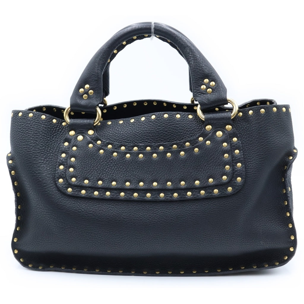 CELINE(セリーヌ) スタッズ デザイン ブギーバッグ ハンドバッグ ブラック レザー ゴールド金具 レディース
