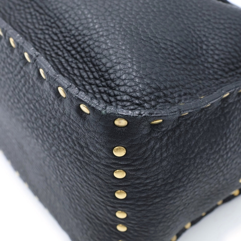 CELINE(セリーヌ) スタッズ デザイン ブギーバッグ ハンドバッグ ブラック レザー ゴールド金具 レディース