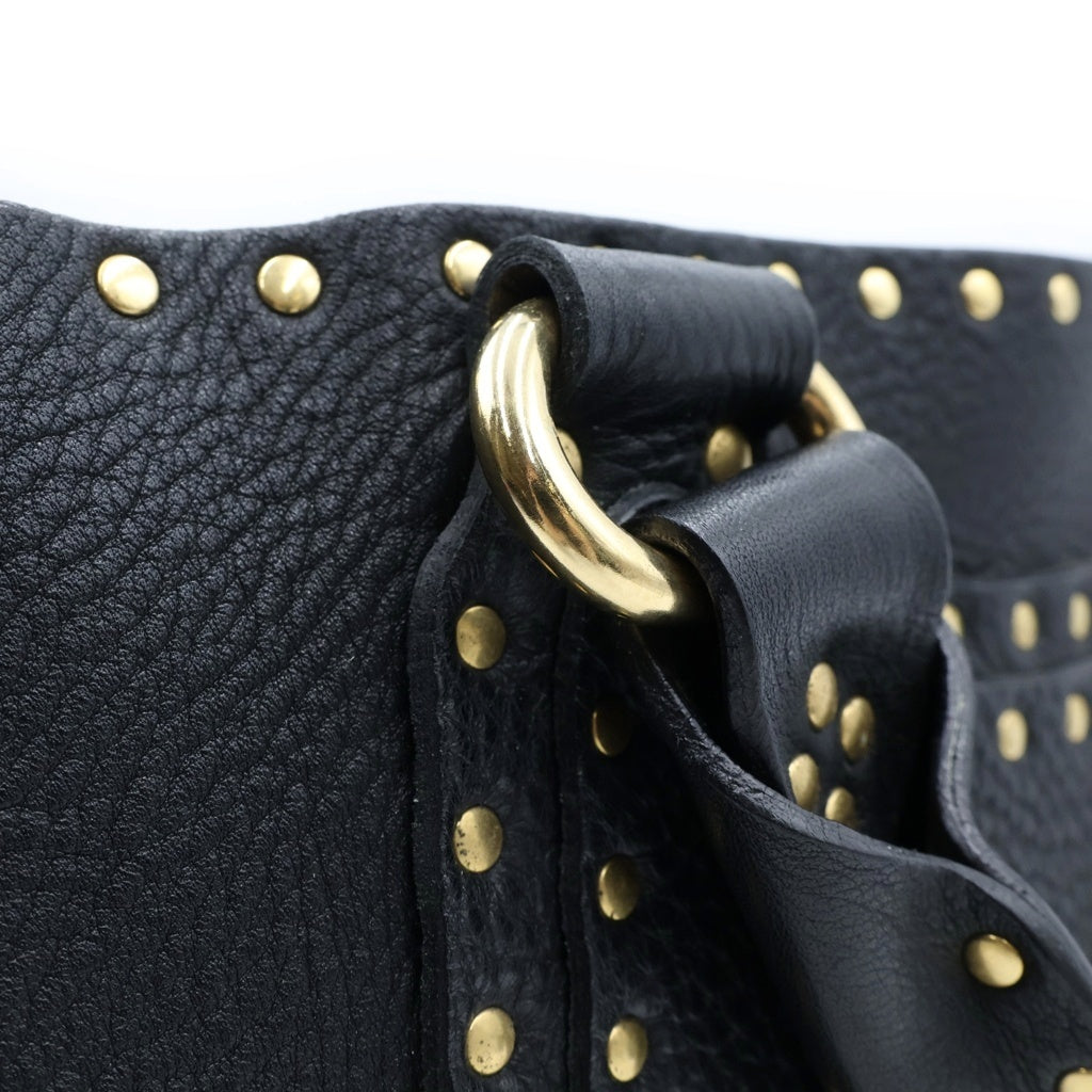 CELINE(セリーヌ) スタッズ デザイン ブギーバッグ ハンドバッグ ブラック レザー ゴールド金具 レディース