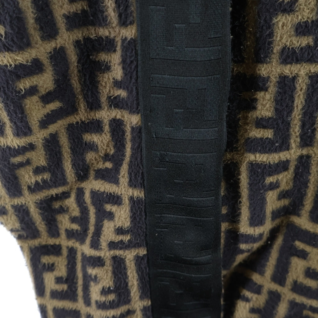 FENDI(フェンディ) FFロゴ ズッカ柄 ポリエステル フリース ジップアップパーカー フーディ #XL ブラウン FAF533A68X