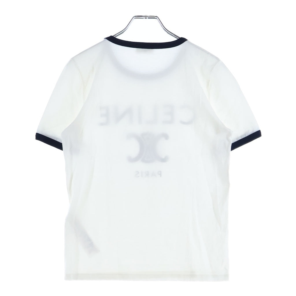 CELINE(セリーヌ) トリオンフ ロゴプリント コットン 半袖 クラシック Tシャツ カットソー #XS ホワイト 2X872671Q.01NB レディース