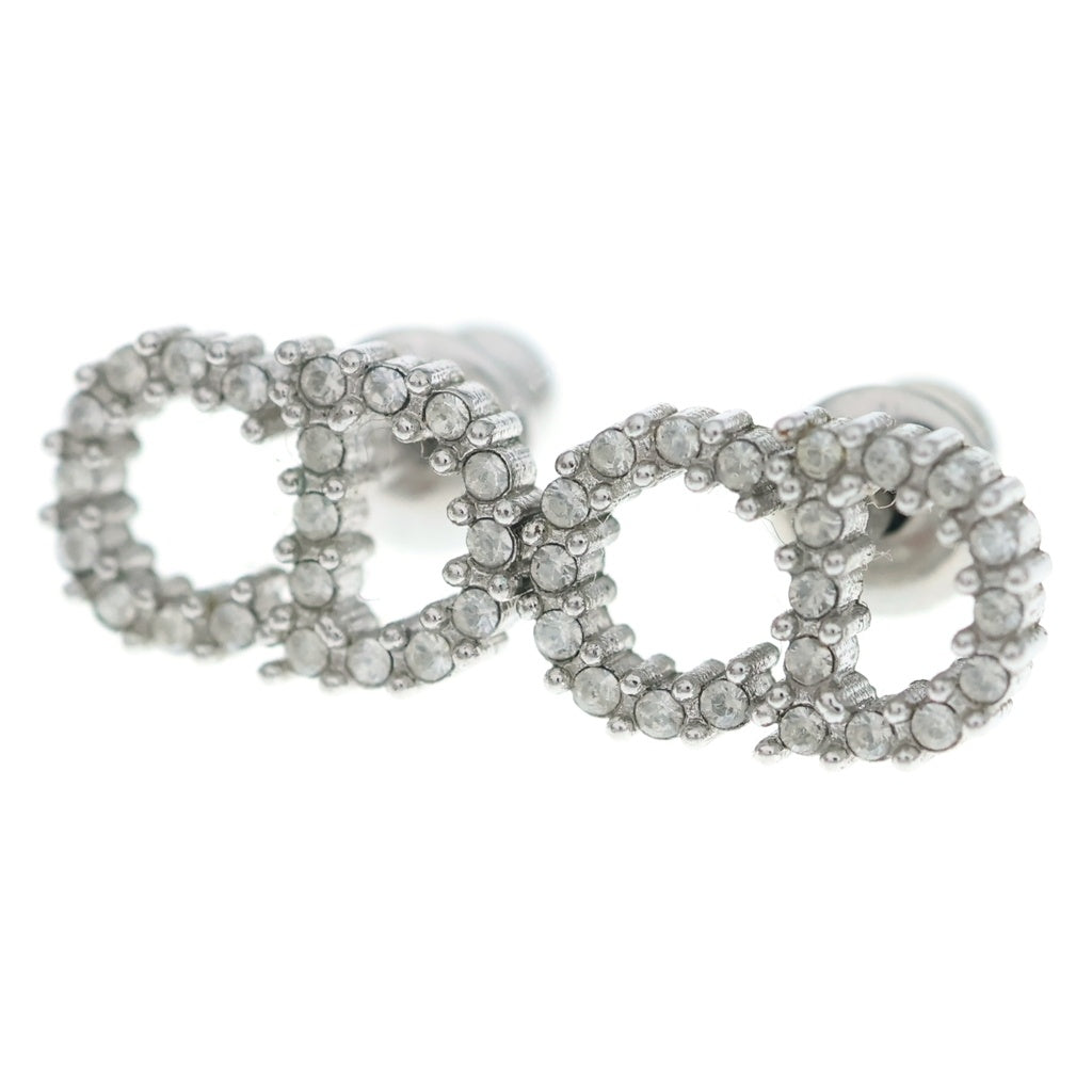 Christian Dior(クリスチャンディオール) CDロゴ ラインストーン ピアス シルバー レディース