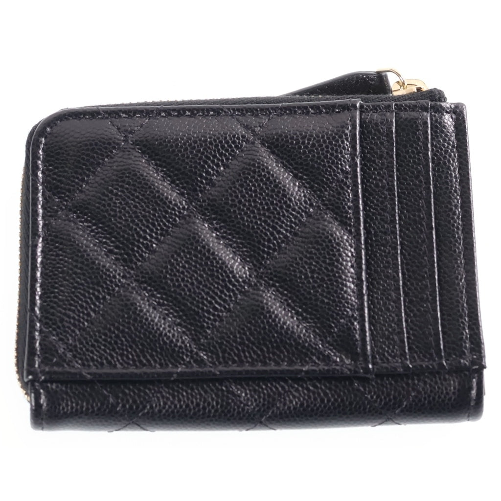 CHANEL(シャネル) マトラッセ ココマーク タイムレスクラシック フラグメント カードケース 名刺入れ ミニ財布 ウォレット ブラック キャビアスキン AP4893 ゴールド金具 レディース