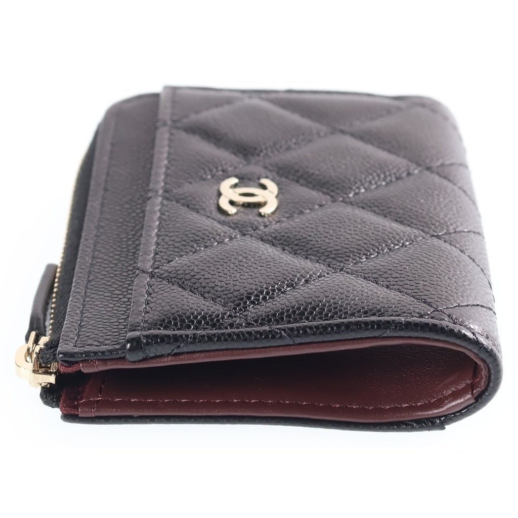 CHANEL(シャネル) マトラッセ ココマーク タイムレスクラシック フラグメント カードケース 名刺入れ ミニ財布 ウォレット ブラック キャビアスキン AP4893 ゴールド金具 レディース