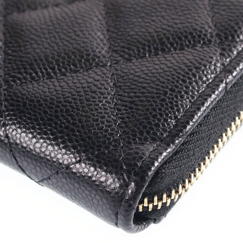 CHANEL(シャネル) マトラッセ ココマーク タイムレスクラシック フラグメント カードケース 名刺入れ ミニ財布 ウォレット ブラック キャビアスキン AP4893 ゴールド金具 レディース