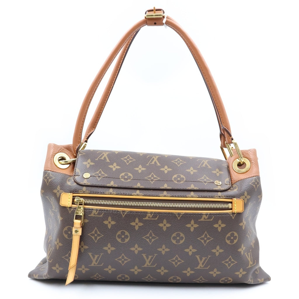 LOUIS VUITTON(ルイヴィトン) モノグラム オランプ キャメル ハンドバッグ ブラウン レザー×PVC M40580 ゴールド金具 レディース
