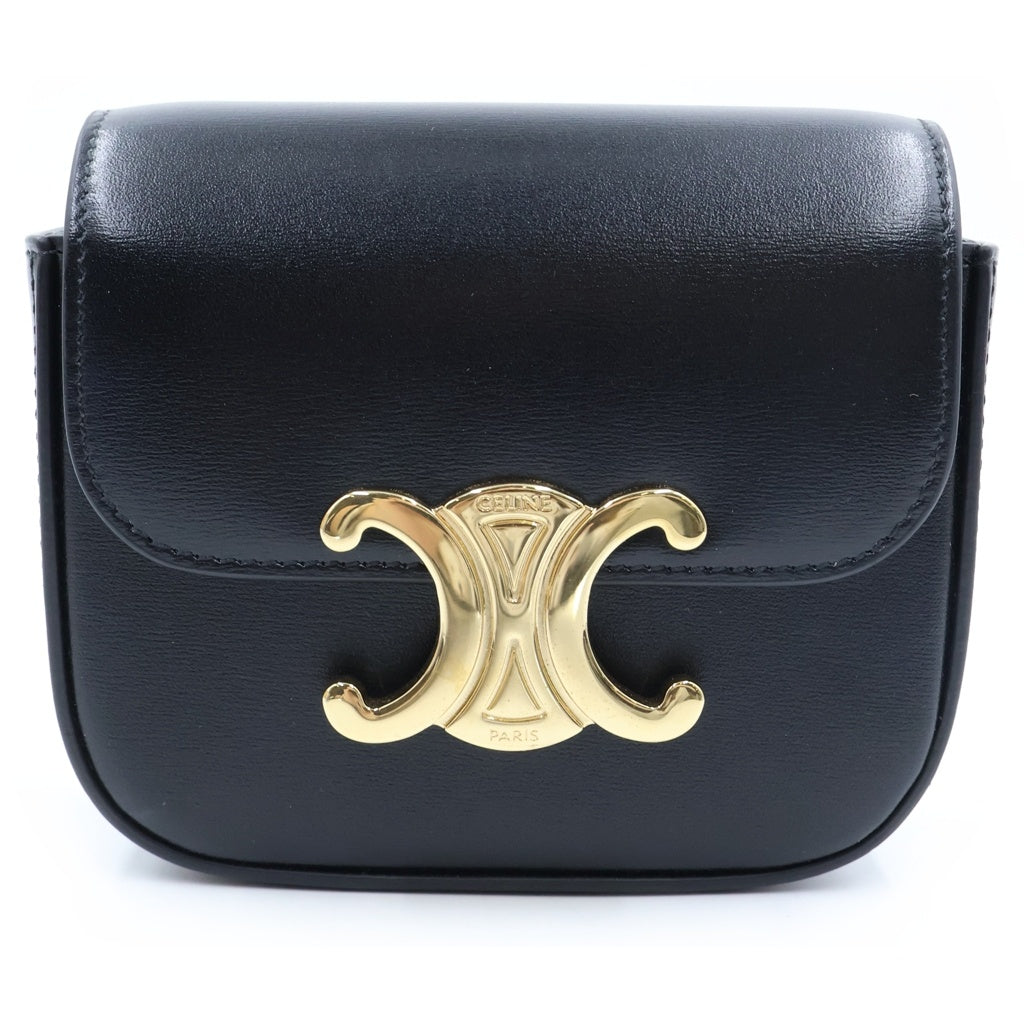 CELINE(セリーヌ) トリオンフ ミニクロード ショルダーバッグ ブラック レザー ゴールド金具 レディース