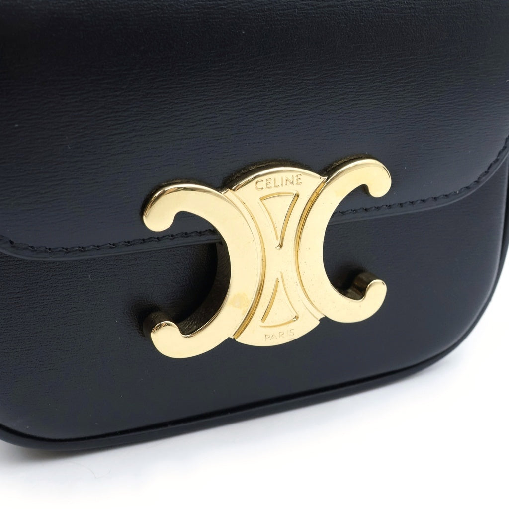 CELINE(セリーヌ) トリオンフ ミニクロード ショルダーバッグ ブラック レザー ゴールド金具 レディース