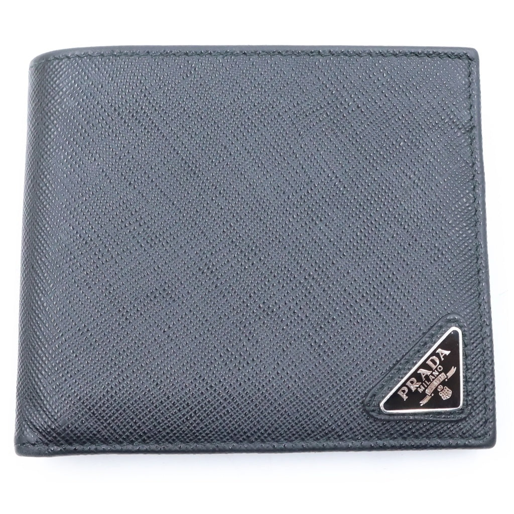 PRADA(プラダ) サフィアーノ 二つ折り財布 コンパクトウォレット カードケース ブラック 2M0738 レディース