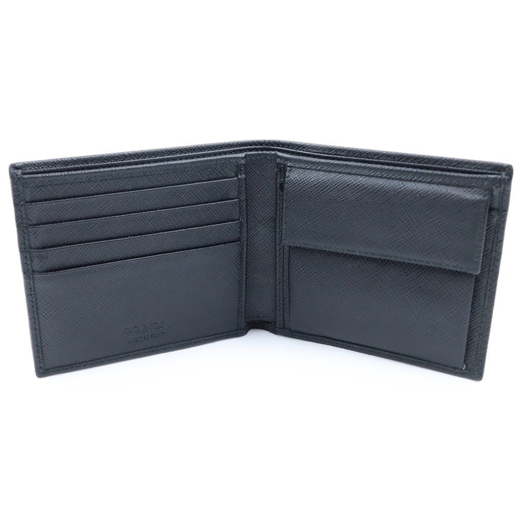 PRADA(プラダ) サフィアーノ 二つ折り財布 コンパクトウォレット カードケース ブラック 2M0738 レディース