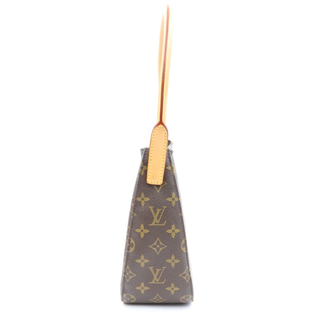 LOUIS VUITTON(ルイヴィトン) ルイヴィトン モノグラム ルーピングMM ハンドバッグ ワンショルダーバッグ ブラウン レザー×PVC M51146 ゴールド金具 レディース