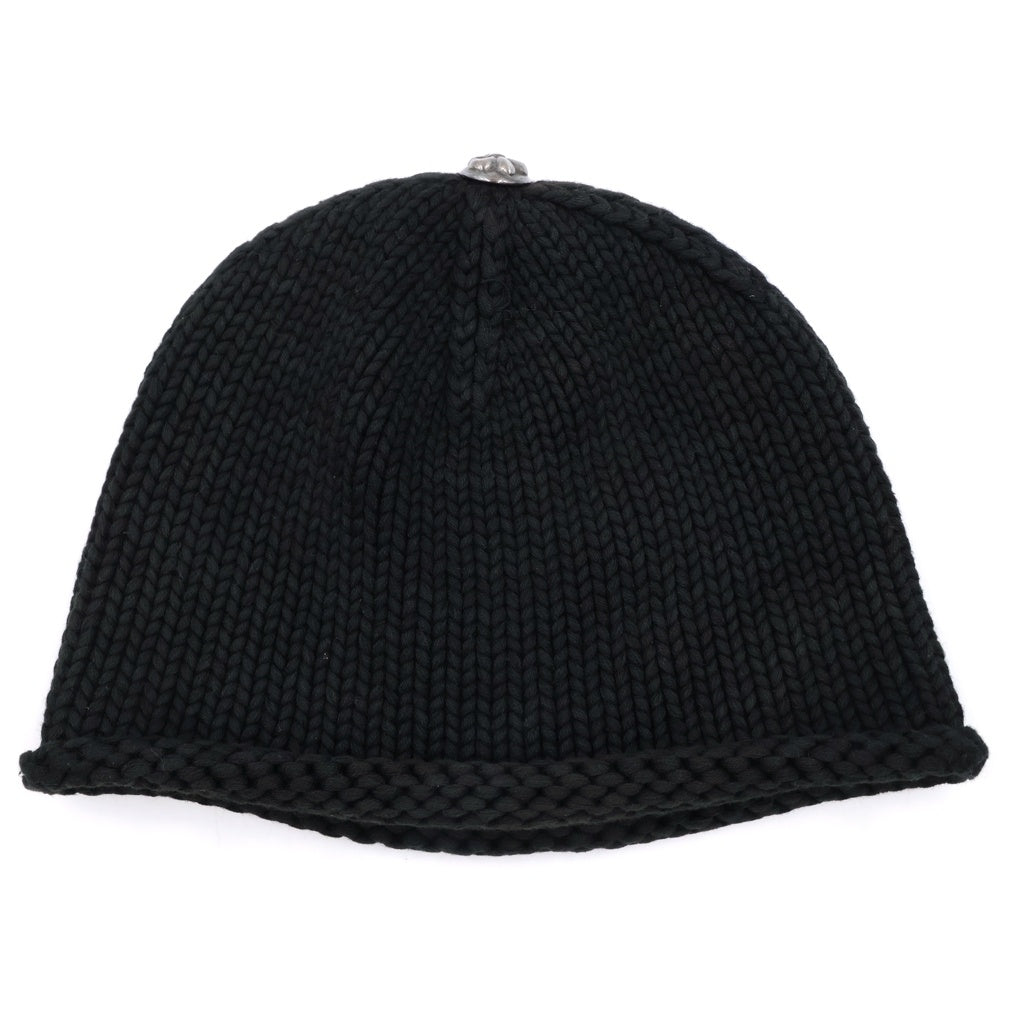 CHROME HEARTS(クロムハーツ) COTTON BEANIE CAP BS FLEUR コットン×レザー BSフレア ビーニーキャップ ニットキャップ ニット帽 ブラック