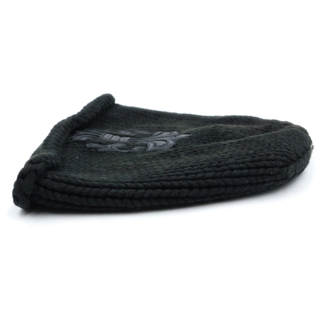 CHROME HEARTS(クロムハーツ) COTTON BEANIE CAP BS FLEUR コットン×レザー BSフレア ビーニーキャップ ニットキャップ ニット帽 ブラック