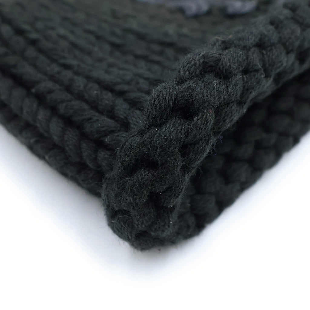 CHROME HEARTS(クロムハーツ) COTTON BEANIE CAP BS FLEUR コットン×レザー BSフレア ビーニーキャップ ニットキャップ ニット帽 ブラック