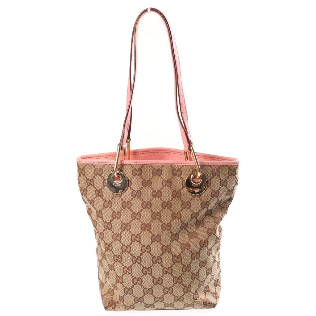 GUCCI(グッチ) トートバッグ GGキャンバス キャンバス レザー ブラウン/ピンク 120340 レディース