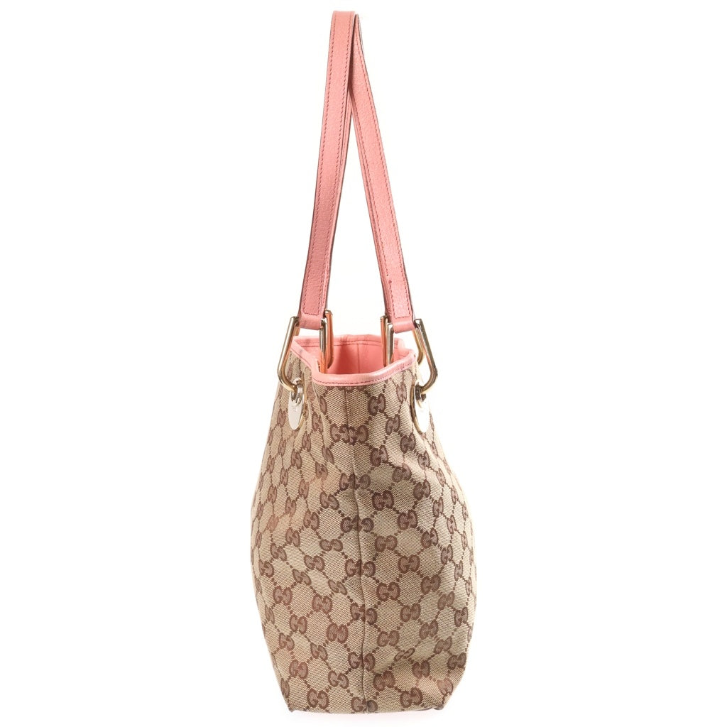 GUCCI(グッチ) トートバッグ GGキャンバス キャンバス レザー ブラウン/ピンク 120340 レディース
