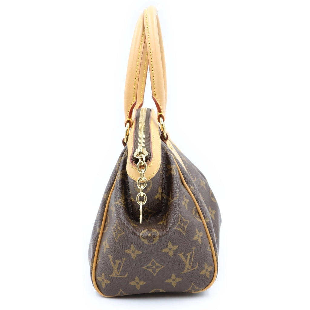 LOUIS VUITTON(ルイヴィトン) モノグラム ティボリPM ハンドバッグ ブラウン レザー×PVC M40143 ゴールド金具 レディース