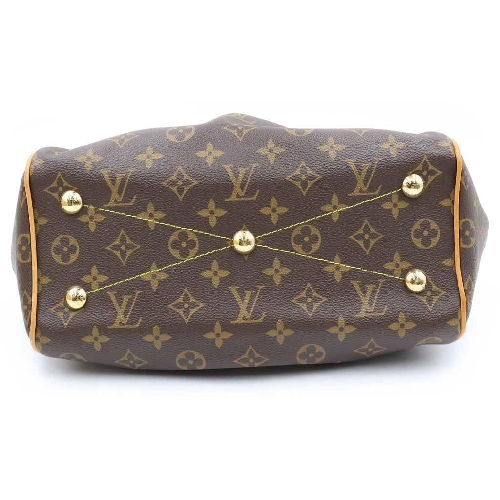 LOUIS VUITTON(ルイヴィトン) モノグラム ティボリPM ハンドバッグ ブラウン レザー×PVC M40143 ゴールド金具 レディース