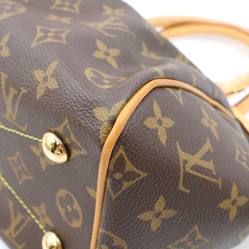 LOUIS VUITTON(ルイヴィトン) モノグラム ティボリPM ハンドバッグ ブラウン レザー×PVC M40143 ゴールド金具 レディース
