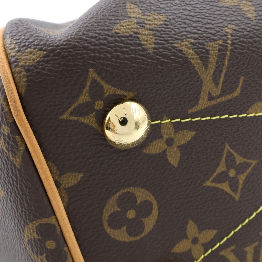 LOUIS VUITTON(ルイヴィトン) モノグラム ティボリPM ハンドバッグ ブラウン レザー×PVC M40143 ゴールド金具 レディース