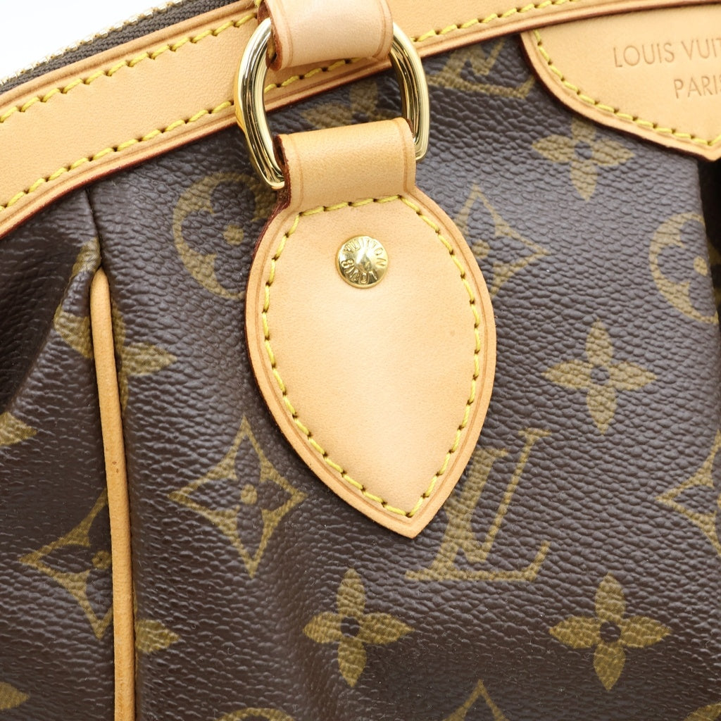 LOUIS VUITTON(ルイヴィトン) モノグラム ティボリPM ハンドバッグ ブラウン レザー×PVC M40143 ゴールド金具 レディース