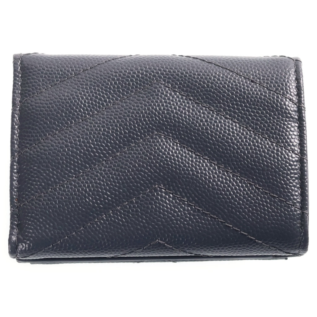 SAINT LAURENT PARIS(サンローランパリ) タイニーウォレット 三つ折り財布 コンパクトウォレット ゴールド金具 レザー グレー 505118 レディース