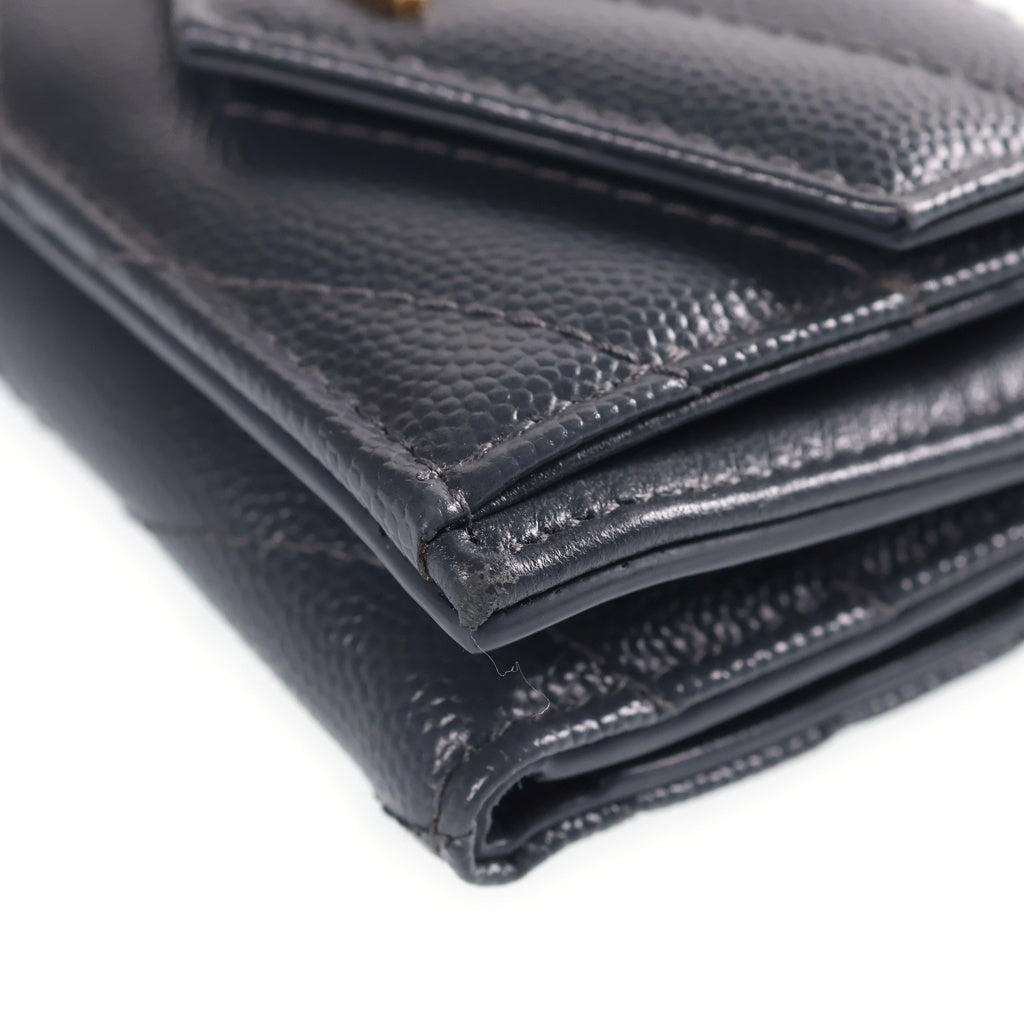 SAINT LAURENT PARIS(サンローランパリ) タイニーウォレット 三つ折り財布 コンパクトウォレット ゴールド金具 レザー グレー 505118 レディース