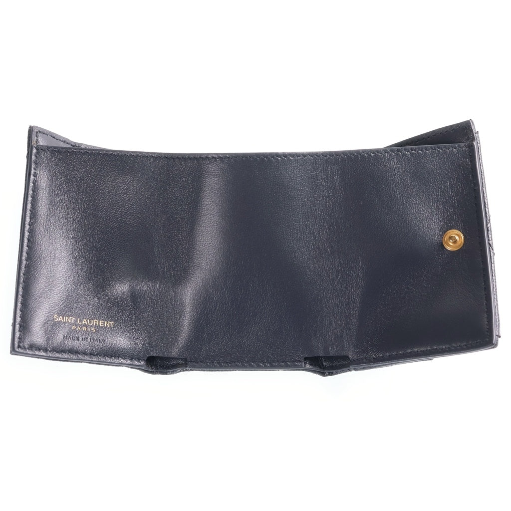 SAINT LAURENT PARIS(サンローランパリ) タイニーウォレット 三つ折り財布 コンパクトウォレット ゴールド金具 レザー グレー 505118 レディース