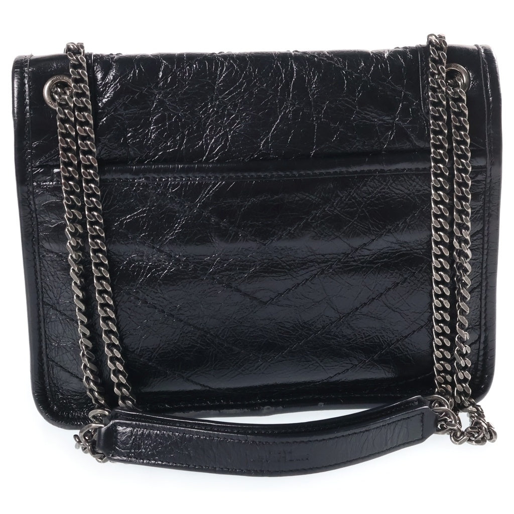 SAINT LAURENT PARIS(サンローランパリ) ニキ チェーンショルダーバッグ ブラック シャイニーカーフスキン 533037 シルバー金具 レディース