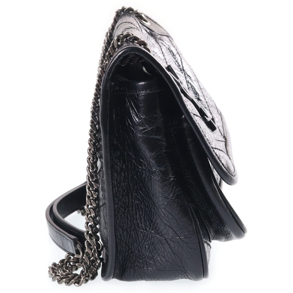 SAINT LAURENT PARIS(サンローランパリ) ニキ チェーンショルダーバッグ ブラック シャイニーカーフスキン 533037 シルバー金具 レディース
