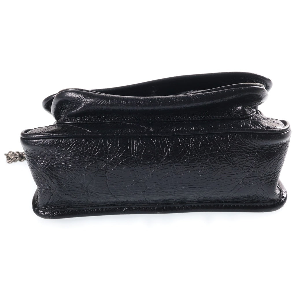 SAINT LAURENT PARIS(サンローランパリ) ニキ チェーンショルダーバッグ ブラック シャイニーカーフスキン 533037 シルバー金具 レディース