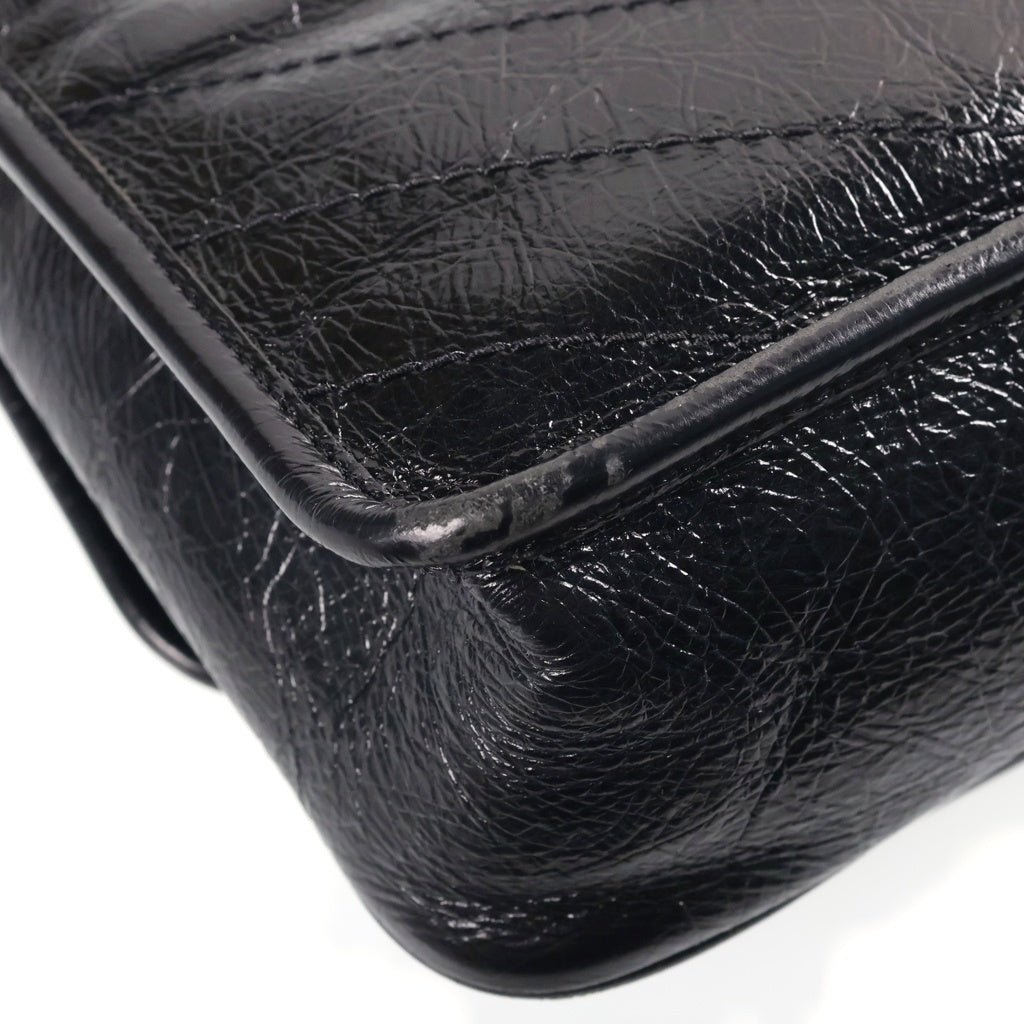 SAINT LAURENT PARIS(サンローランパリ) ニキ チェーンショルダーバッグ ブラック シャイニーカーフスキン 533037 シルバー金具 レディース