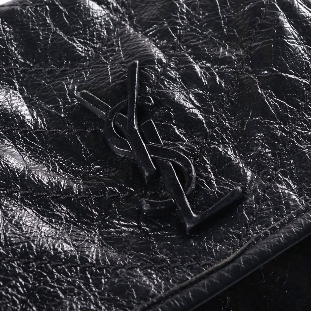 SAINT LAURENT PARIS(サンローランパリ) ニキ チェーンショルダーバッグ ブラック シャイニーカーフスキン 533037 シルバー金具 レディース