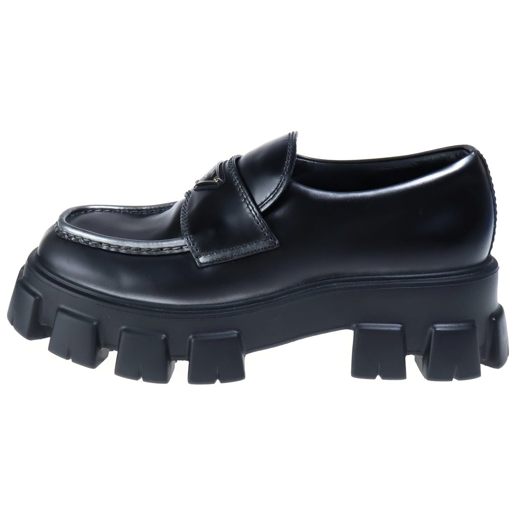 PRADA(プラダ) 22AW MONOLITH BRUSHED LEATHER LOAFERS モノリス ブラッシュドレザーローファー レザーシューズ ブラック 2DE129