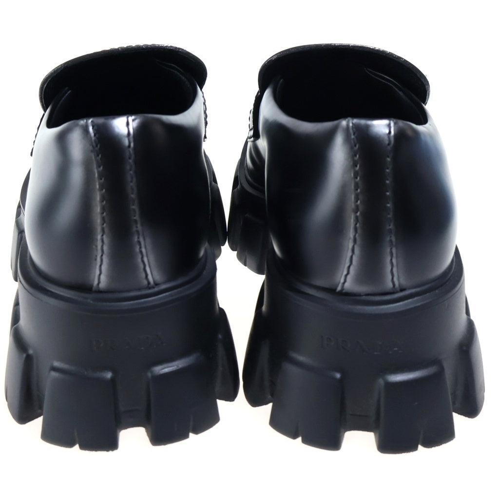 PRADA(プラダ) 22AW MONOLITH BRUSHED LEATHER LOAFERS モノリス ブラッシュドレザーローファー レザーシューズ ブラック 2DE129