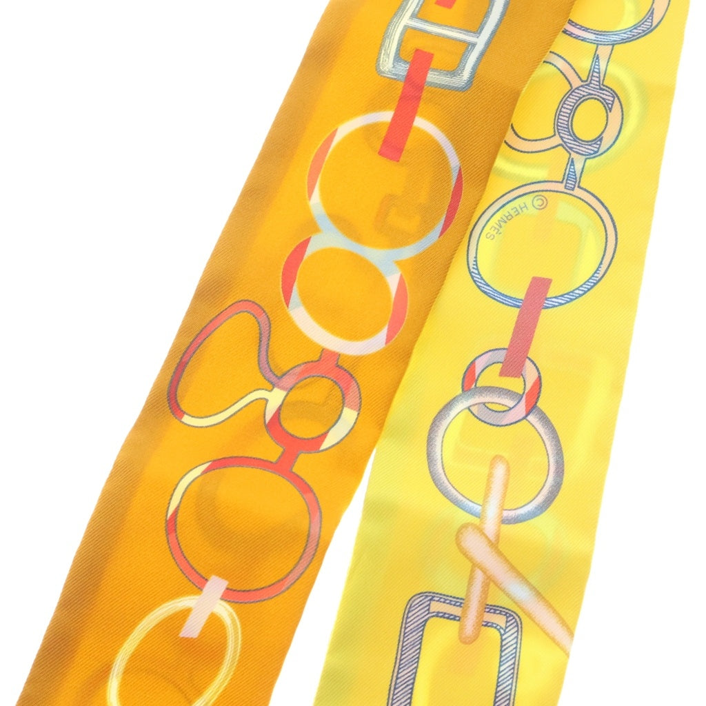 HERMES(エルメス) ツイリー Do Re Boucles ドレブックル スカーフ シルク オレンジ/イエロー レディース