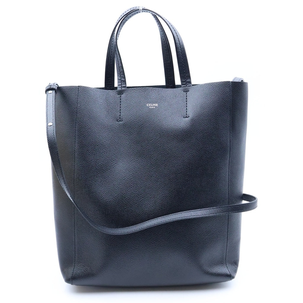 CELINE(セリーヌ) バーティカルカバ スモール 2WAYバッグ ショルダーバッグ トートバッグ ブラック レザー U-CU-0119 シルバー金具 レディース