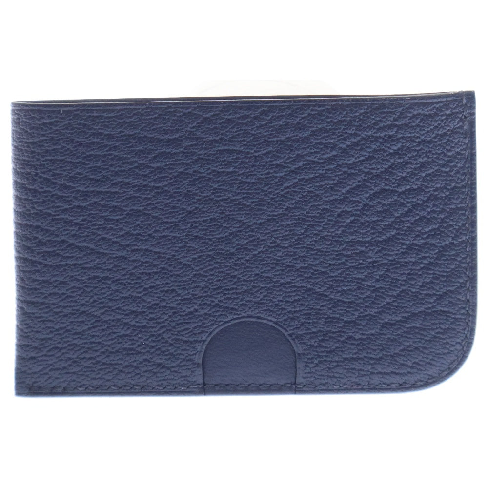HERMES(エルメス) ポワソン カードケース シェーブルミゾール レザー ブルー B刻印