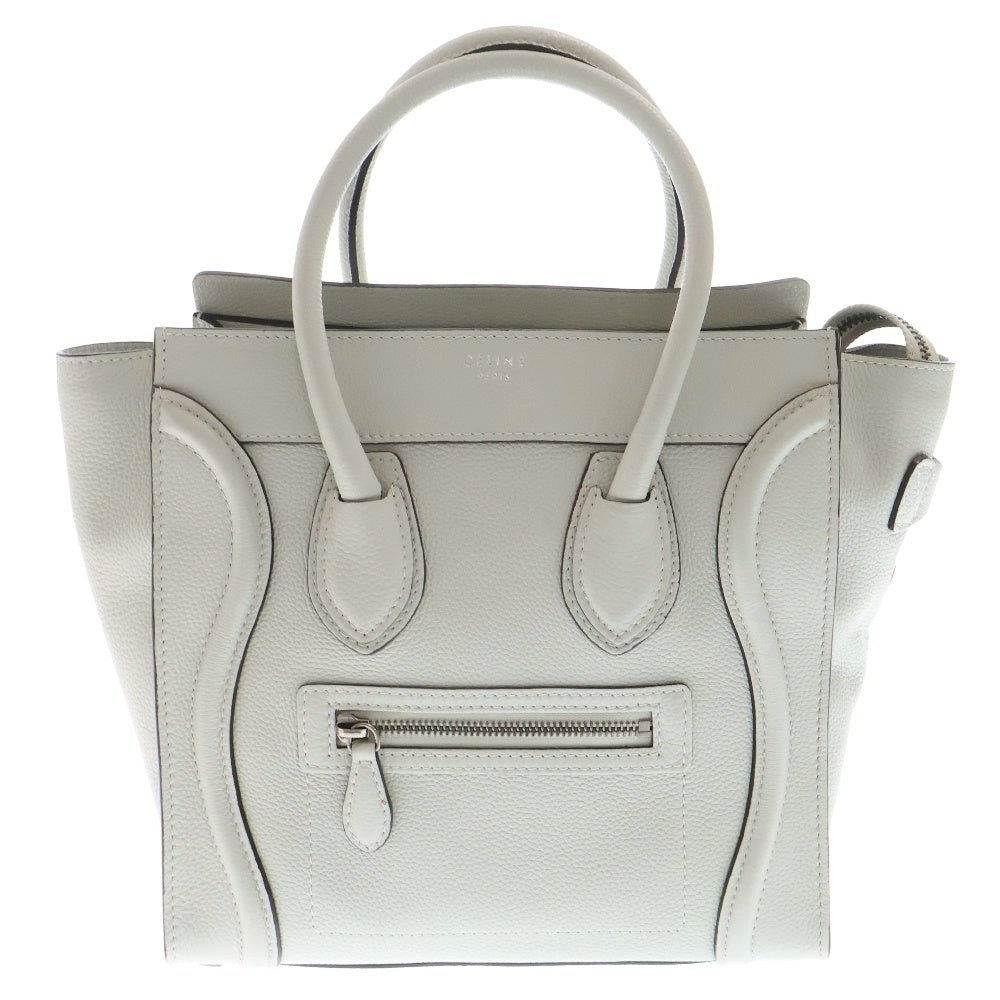 CELINE(セリーヌ) ラゲージ マイクロ ショッパー ライトグレー レザー ハンドバッグ