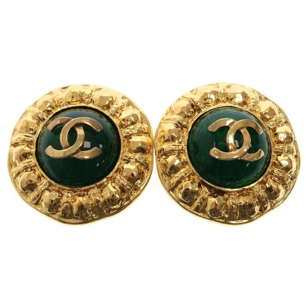 CHANEL(シャネル) ココマーク イヤリング ストーン ゴールド×グリーン アクセサリー ヴィンテージ