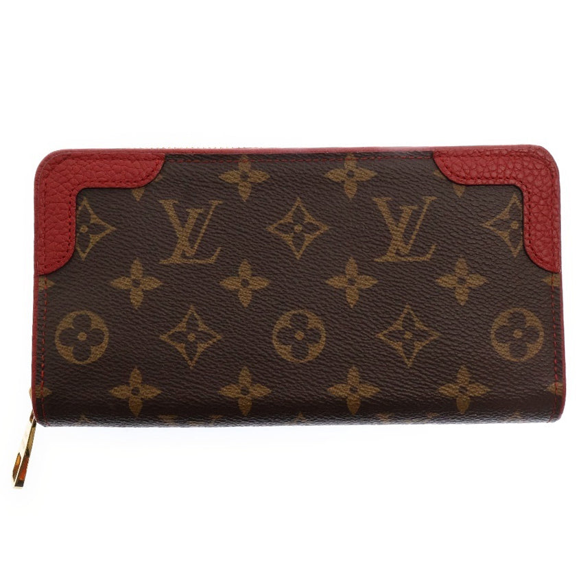 LOUIS VUITTON(ルイヴィトン) ジッピー ウォレット レティーロ モノグラム スリーズ ロングウォレット 長財布 ブラウン/レッド ゴールド金具 M61854